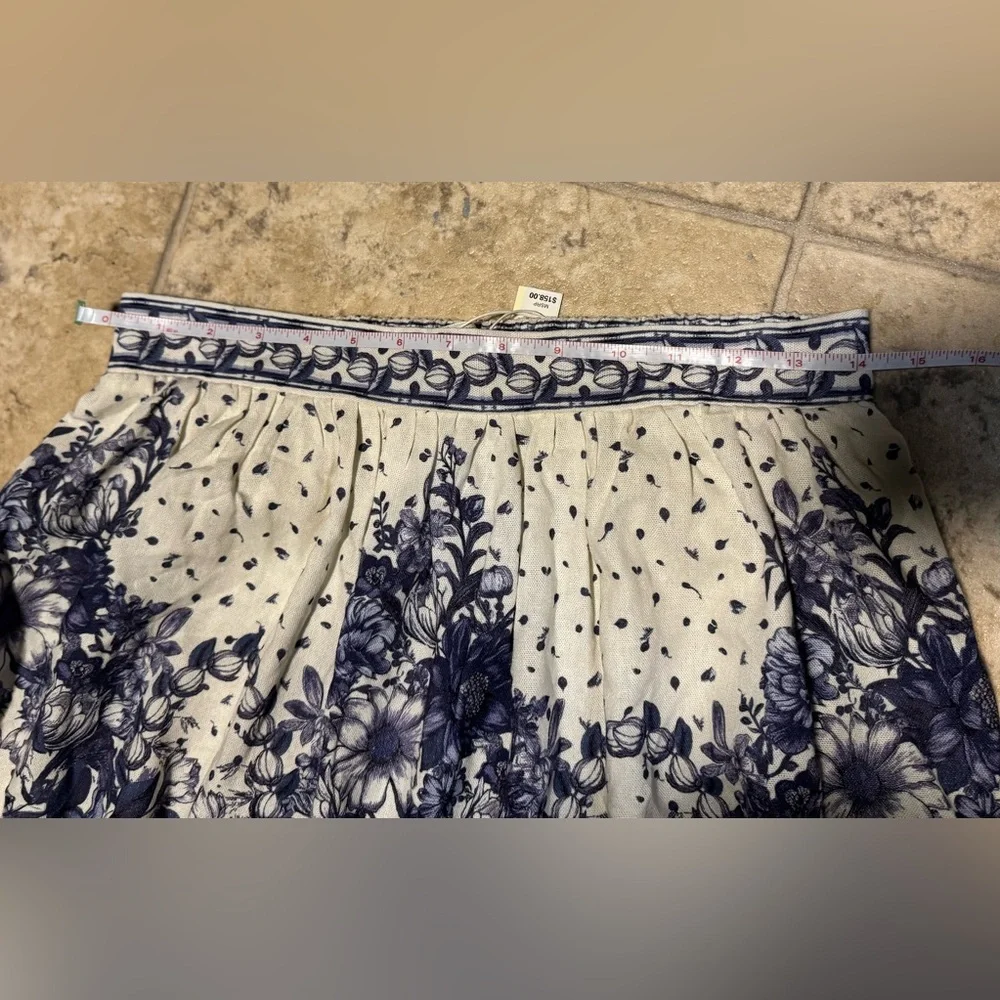 NWT Max Studio Navy and Cream Floral A-Line Skirt Size Small - Picture 2 of 8